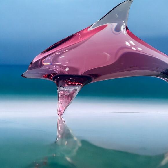 Art Glass Dolphin Sculpture-Neodymium Alexandrite Color Change-Mid Century Janku - Picture 3 of 9